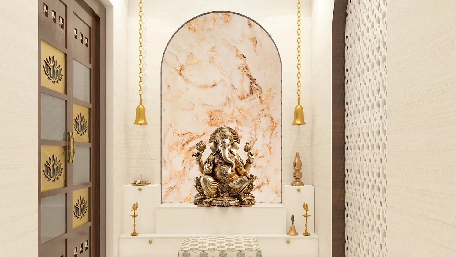 Pooja Design Made with Premium Plywoods and BWP Materials